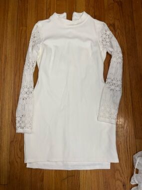 Lulu's White Lace Detail Mini Dress